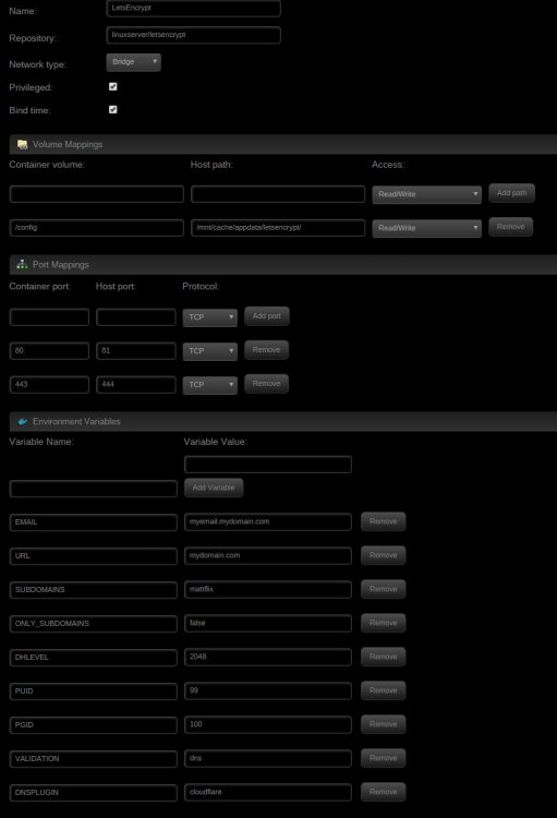 LetsEncrypt Docker Configuration