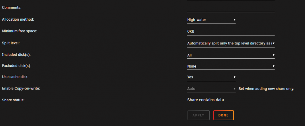 Share settings