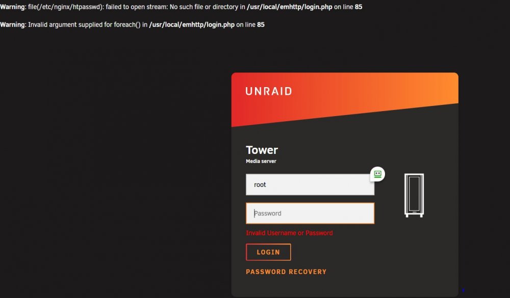 unraid cant login.JPG