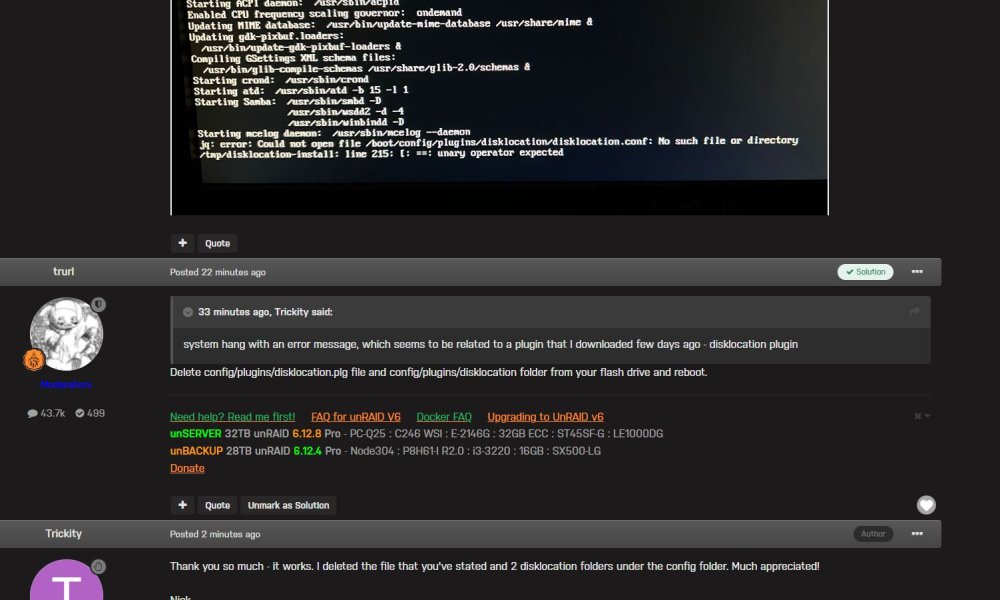 Unraid error message solution.JPG