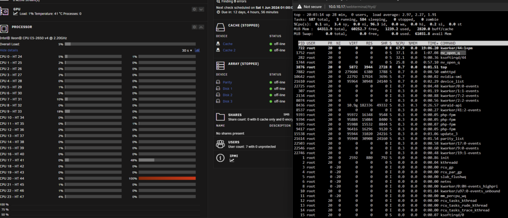 Unraid CPU  2 core 100%.png